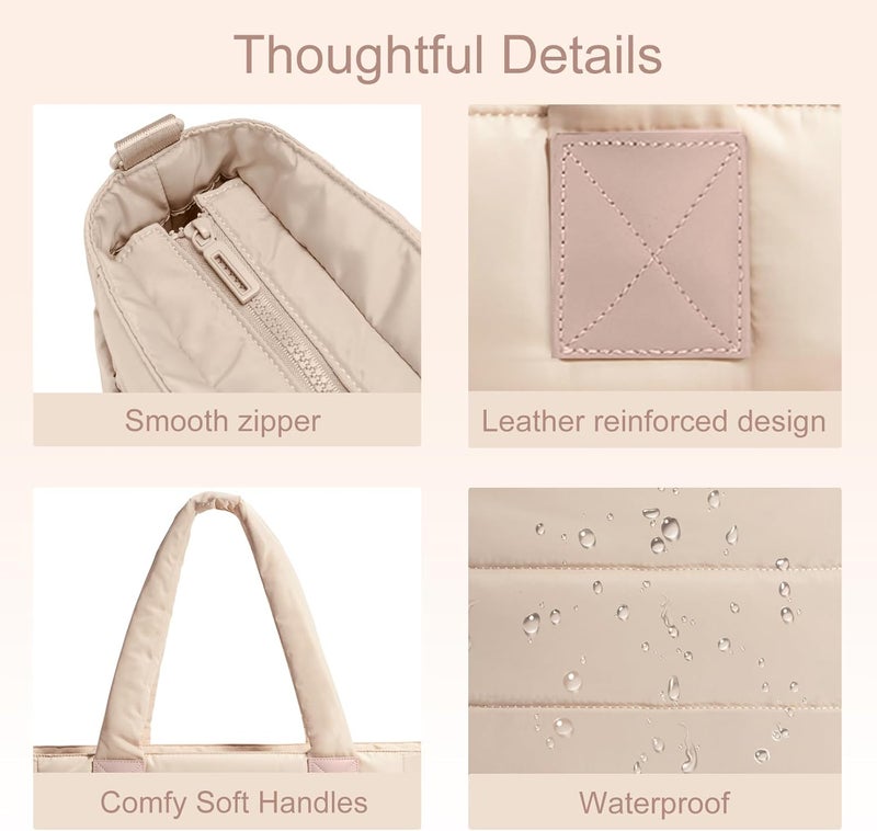 GASSDA Tote Bag for Women Puffer Tote Bag Large Nurse Bags Shoulder Handbag with Zipper for Work Travel - Image 5